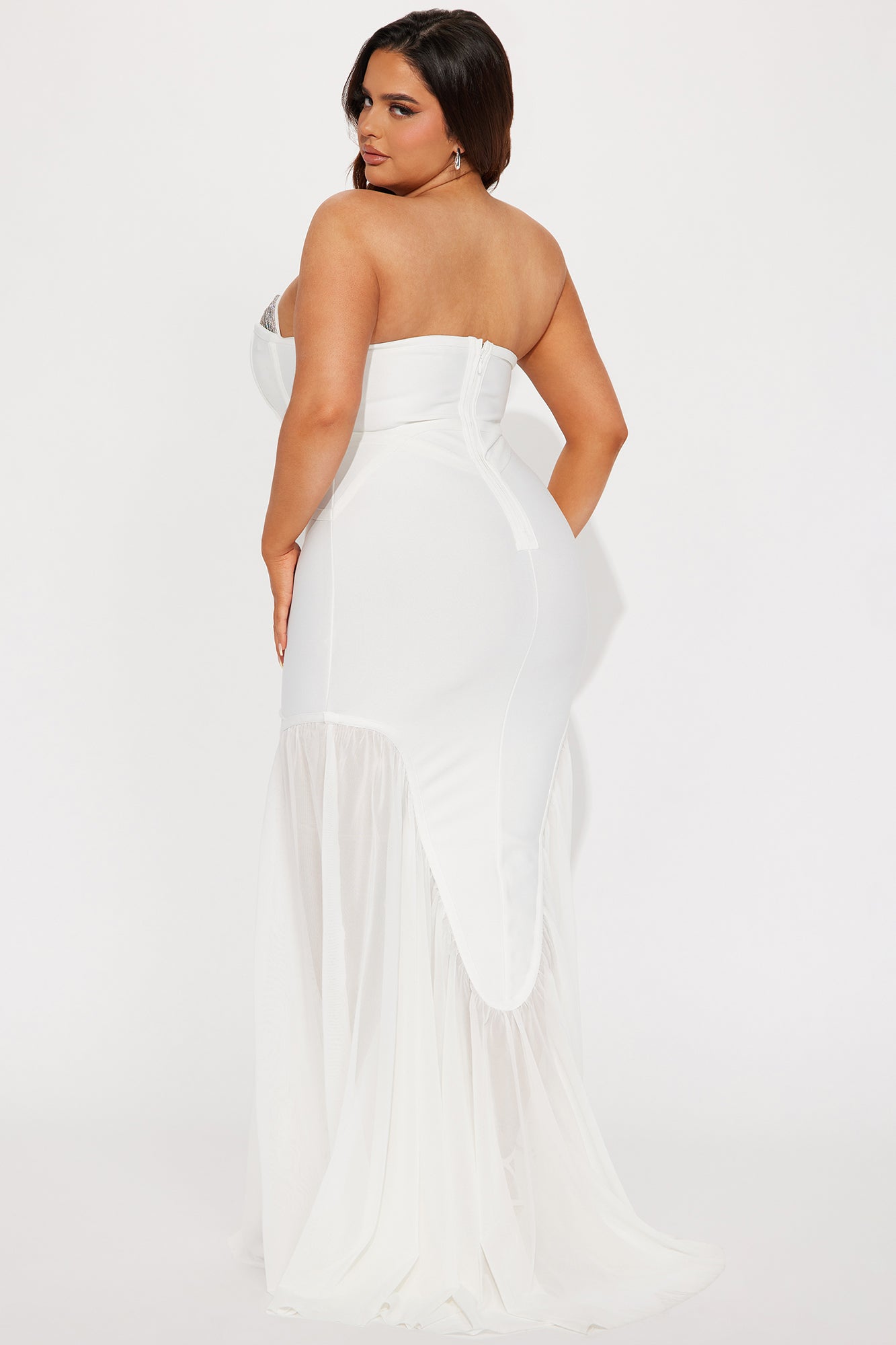 Gloria Bandage Embellished Gown - White