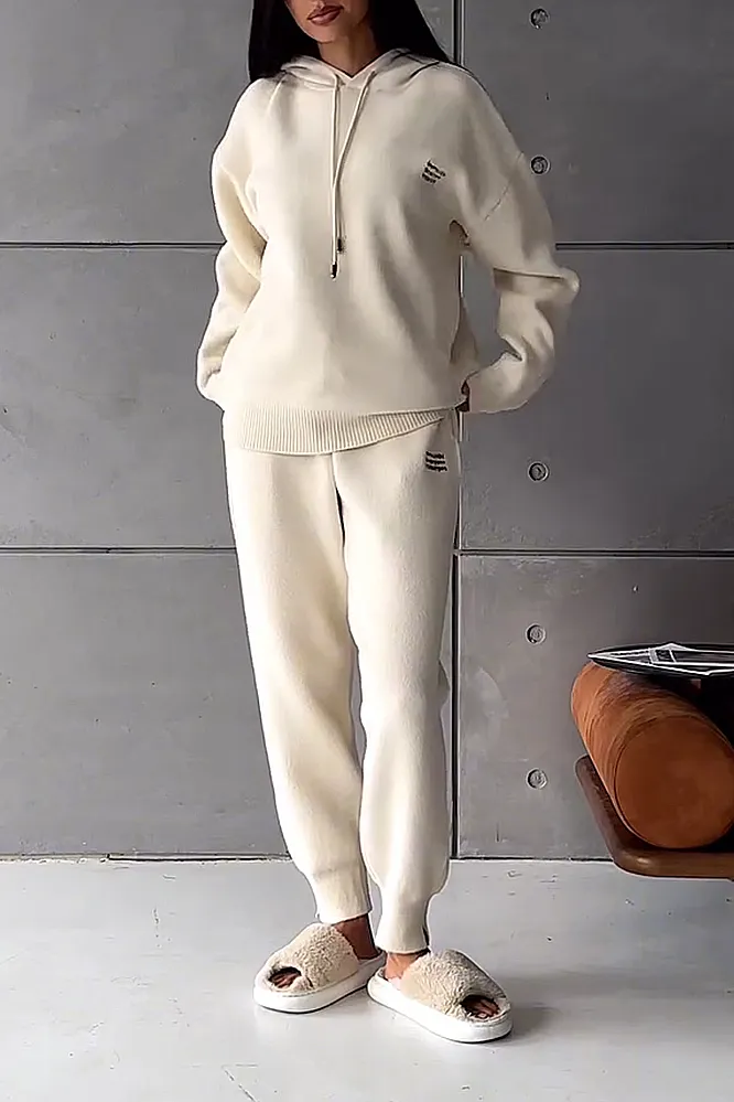 Women's Solid Color Casual Knitted Set and Lamb Fleece Jacket