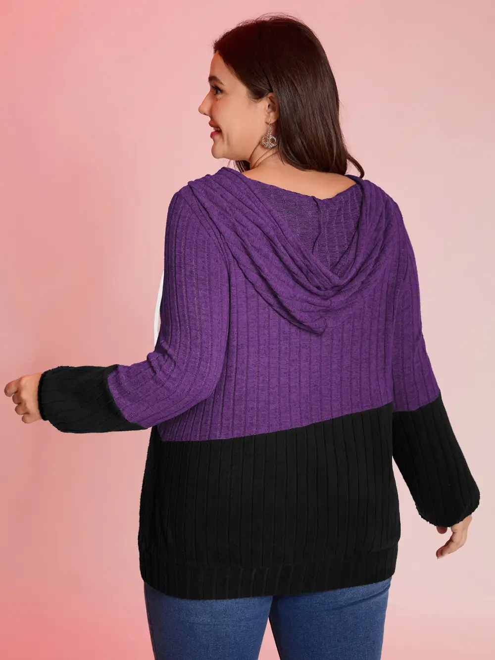 Color Block Half-Zipper Hoodie