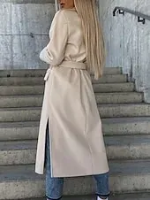 Women's Casual Jacket Warm Comfortable Pocket Buttons Fashion Outdoor Plain Going out Weekend Single Breasted Regular Lapel Regular Fit Long Sleeve Outerwear Black Brown Khaki Fall Winter