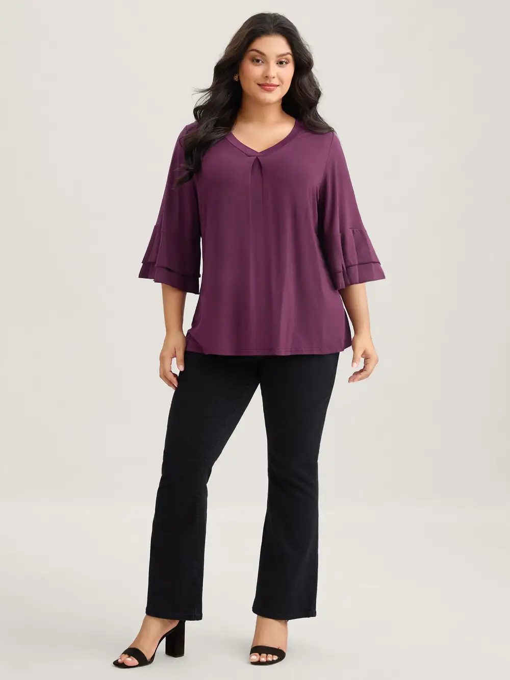 Supersoft Essentials Ruffle Layered Sleeve Pleated T-shirt