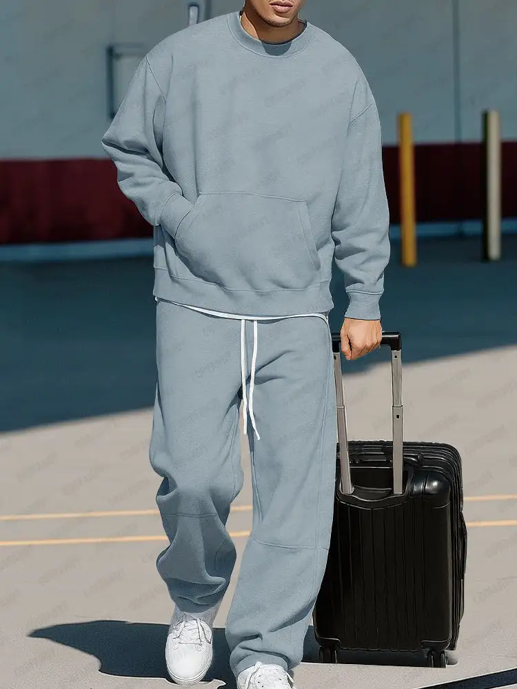 Versatile Relaxed Fit Sweatshirt Pants Set