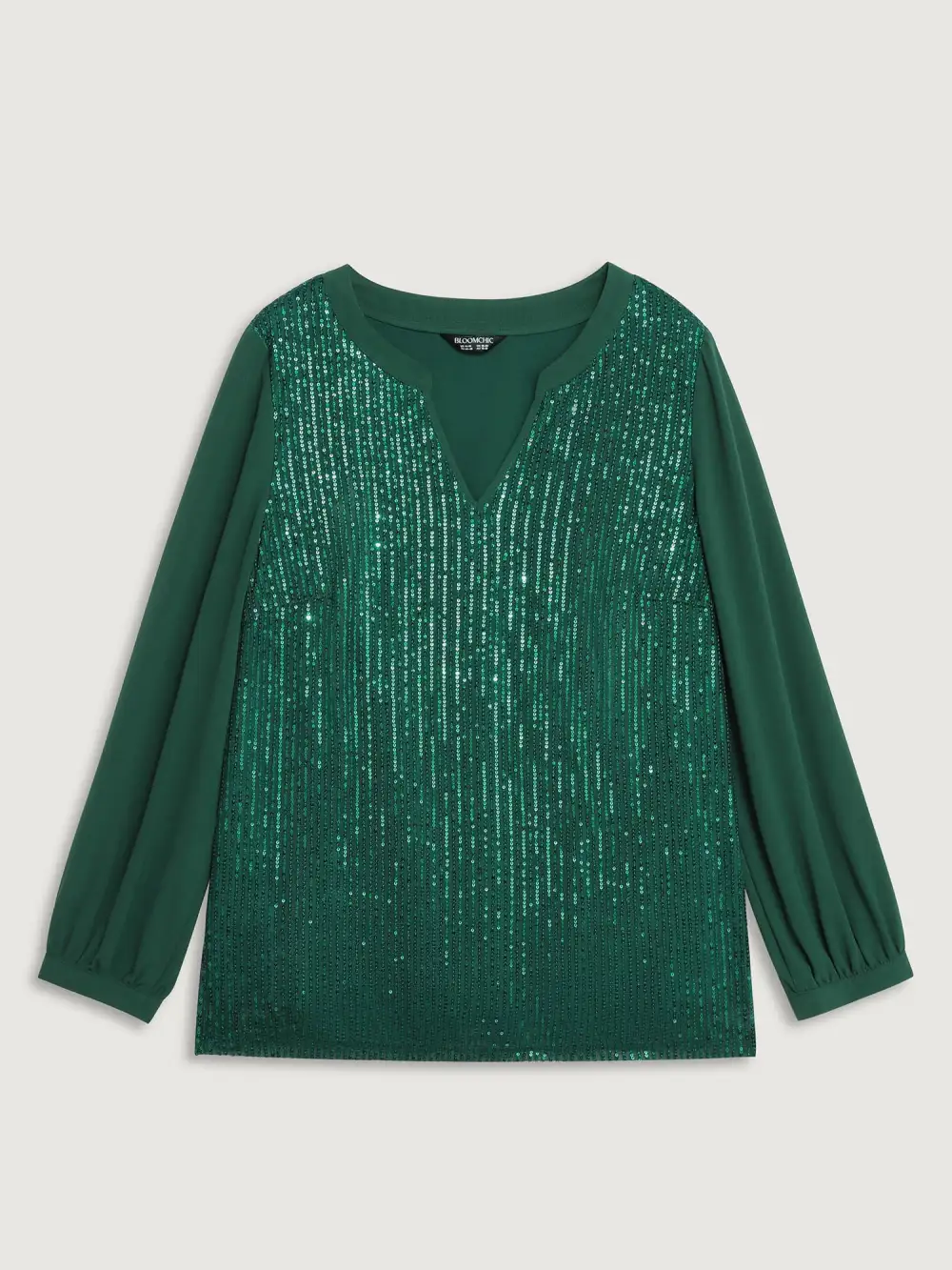 Shimmery Sequin Notched Collar Blouse