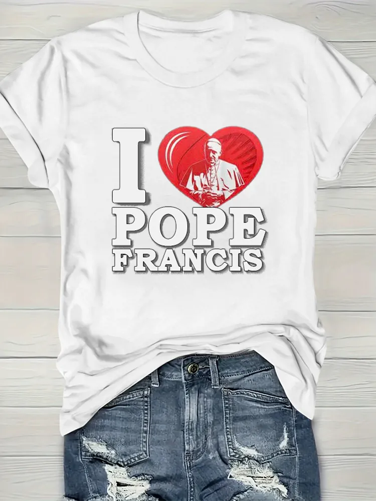 Women's I Love PF Print Short Sleeve Round Neck Cotton T-Shirt