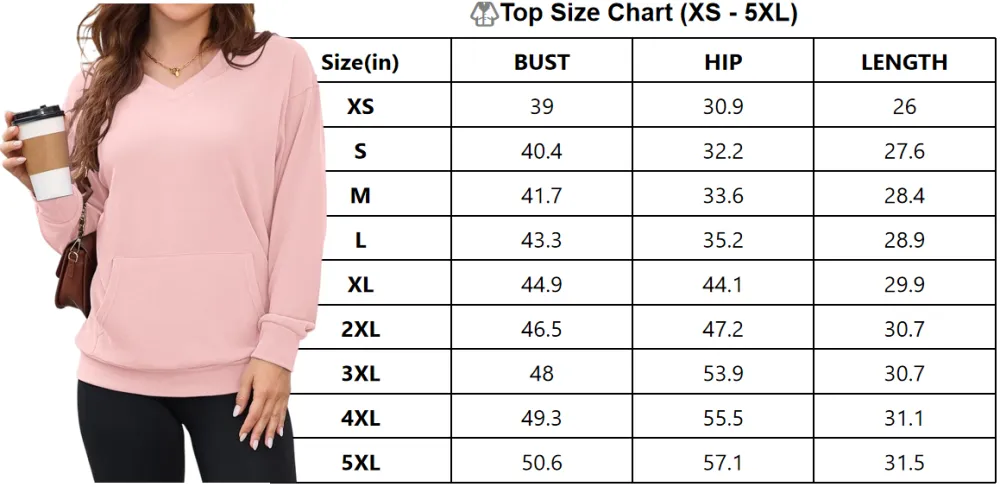 Women's Hoodless V-neck Sweatshirt With Kangaroo Pocket