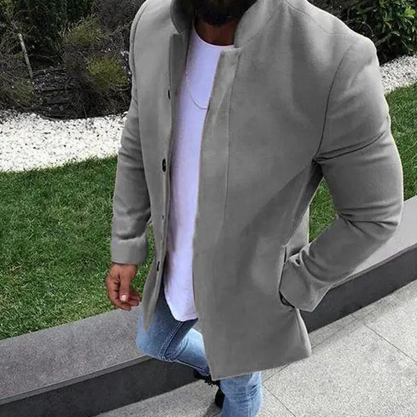 Fashion Lapel Collar Plain Slim Coat