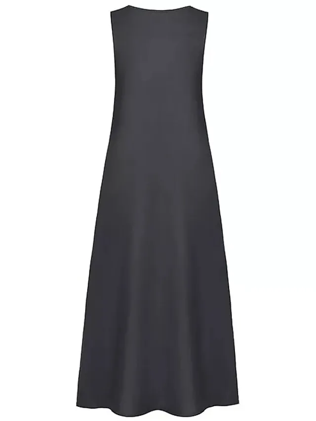 Women's Casual Dress Boho Dress Long Dress Maxi Dress Blue Khaki Red Sleeveless Graphic Print Fall Spring Summer Crew Neck Fashion Daily Vacation Summer Dress 2023 S M L XL XXL 3XL 4XL 5XL