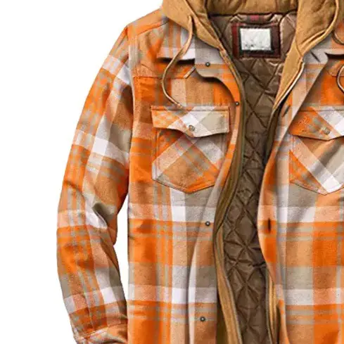Men's Checkered Textured Winter Thick Hooded Jacket