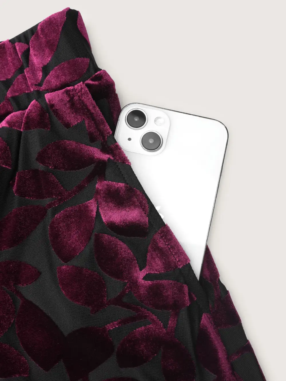 Laser-Cut Velvet Pleated Maxi Skirt