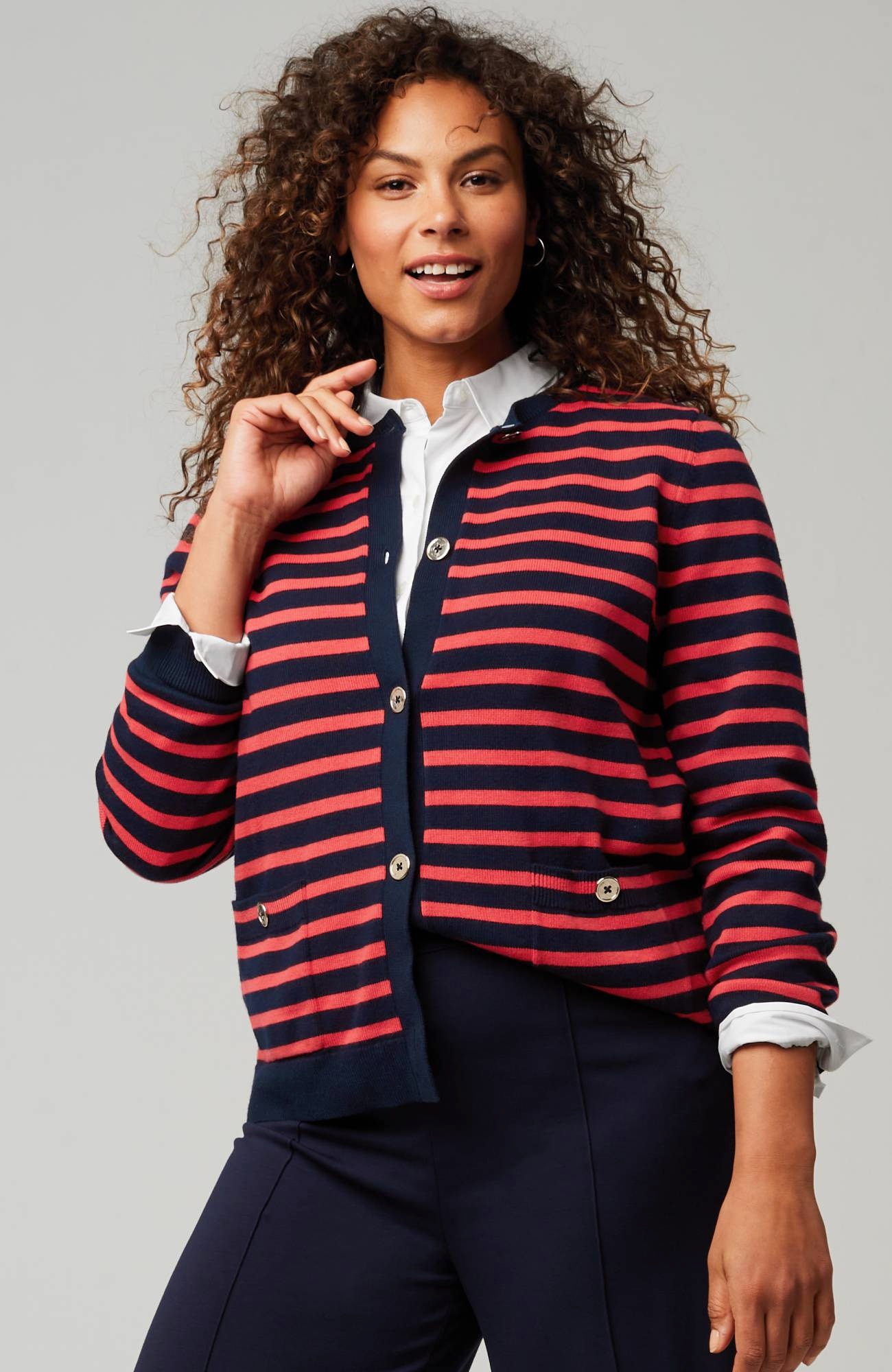 wearever button-front striped cardi