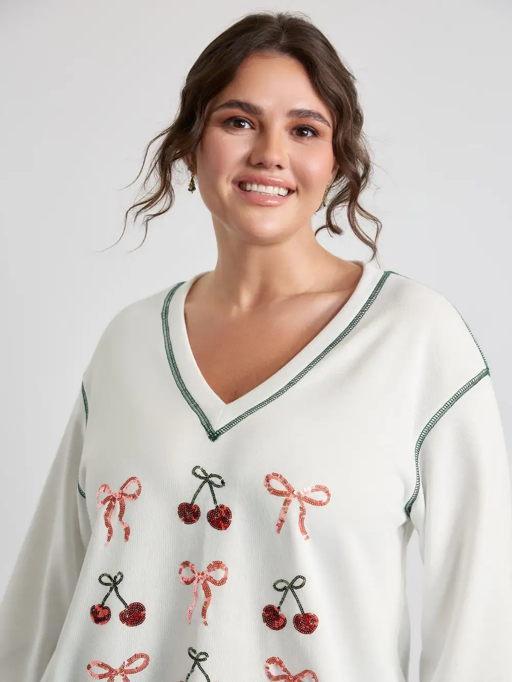Bowknot Embroidery Relaxed-Fit Sweatshirt
