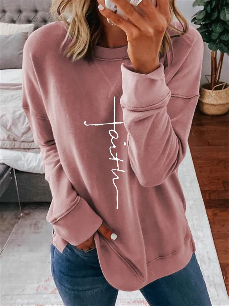 Women's T-Shirts Casual Printed Round Neck Long Sleeve T-Shirt（⚡Clearance Sale）