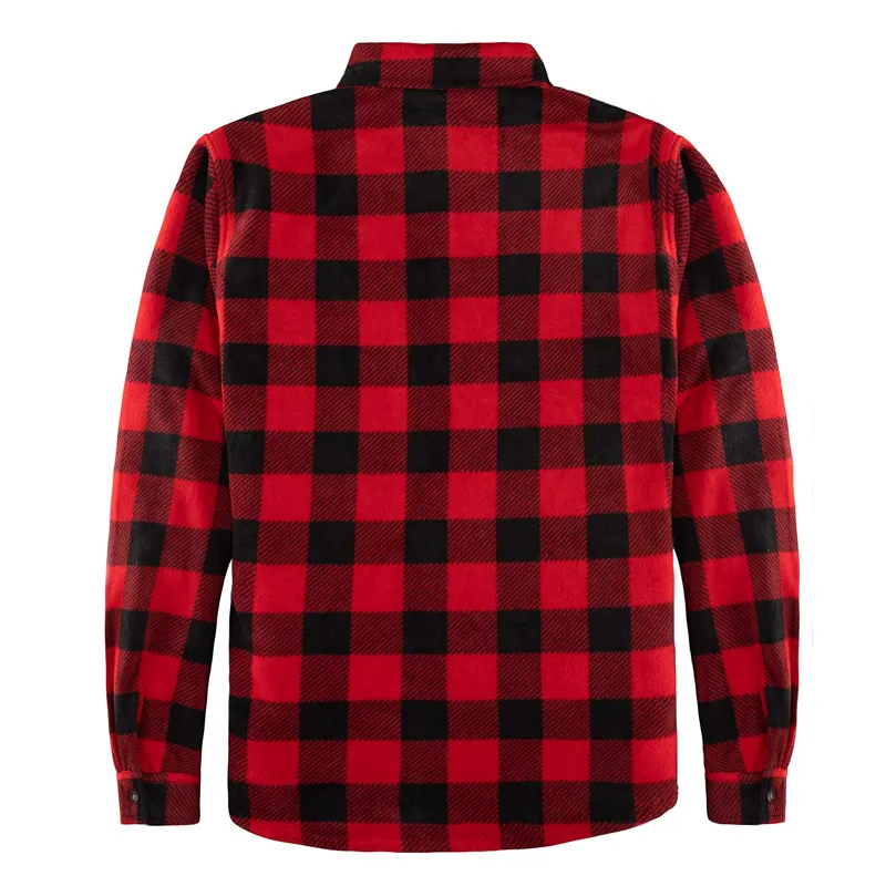 Mens Plaid Thick Plush Casual Jacket