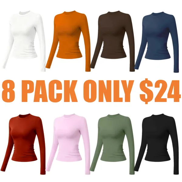 Women's Long Sleeve Shirts Basic Crop Tops