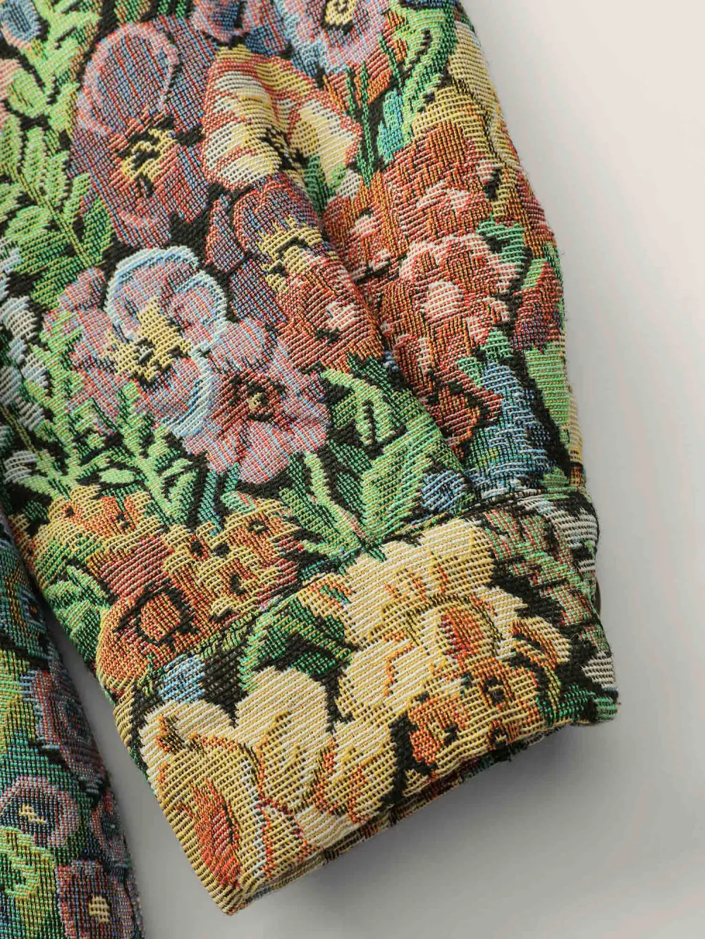 Floral Textured Lined Pockets Coat