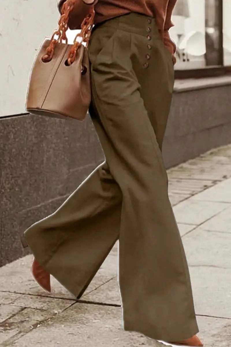 Casual Simplicity Solid Pocket High Waist Solid Color Bottoms(3 Colors)
