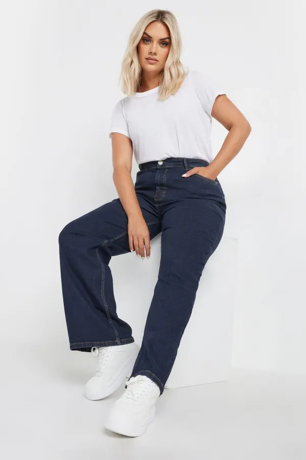 YOURS Curve Black Wide Leg Denim Jeans