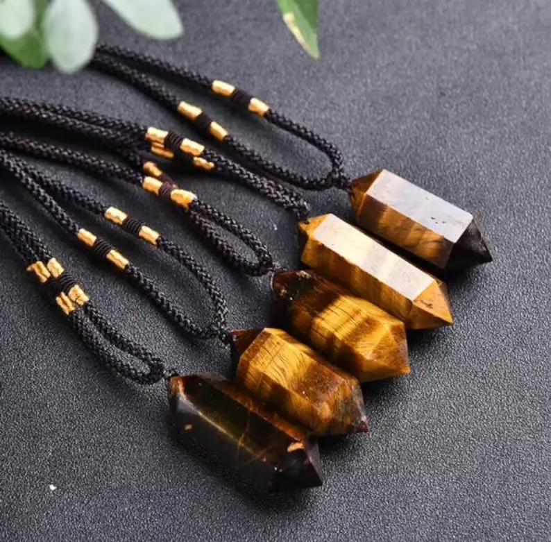 Natural Tiger's Eye Stone Pendant Necklace-Healing Balancing Spiritual Meditation Calming Necklace-Anxiety Relief Necklace Inner Peace Gift