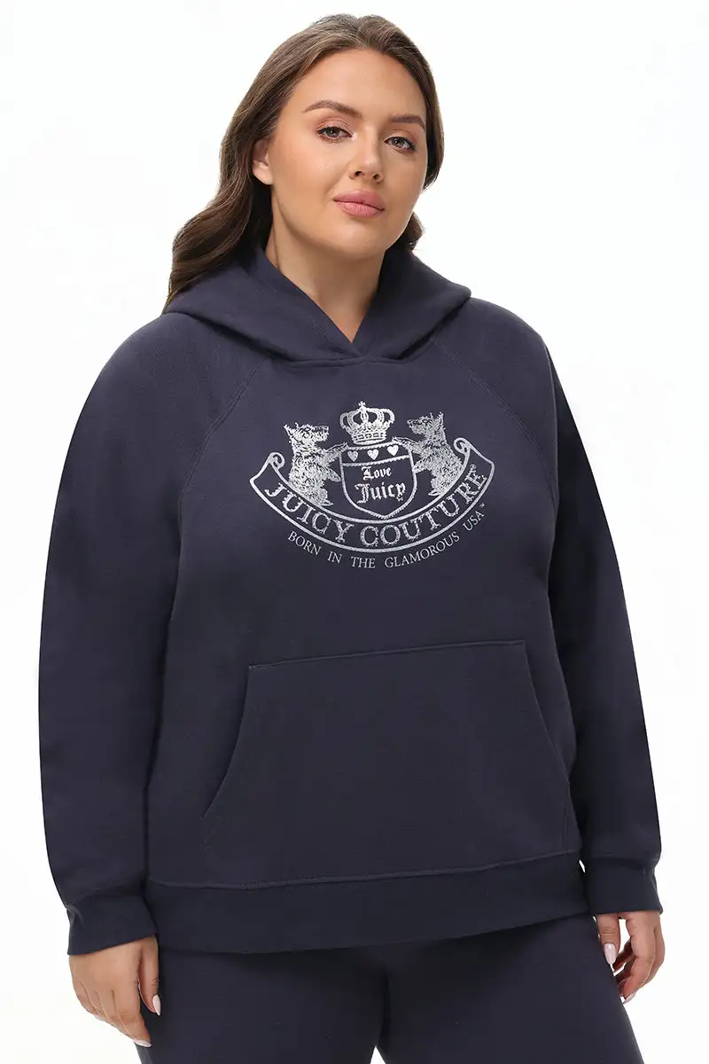 Plus-Size Oversized Fleece Scottie Dog Hoodie