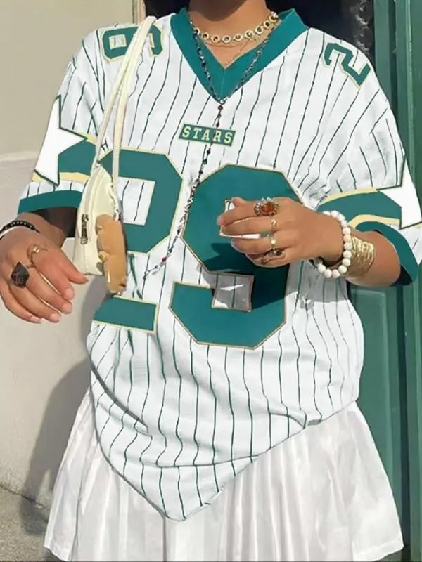 Women's V-Neck Graphic Tee – Comfy Everyday Summer Top