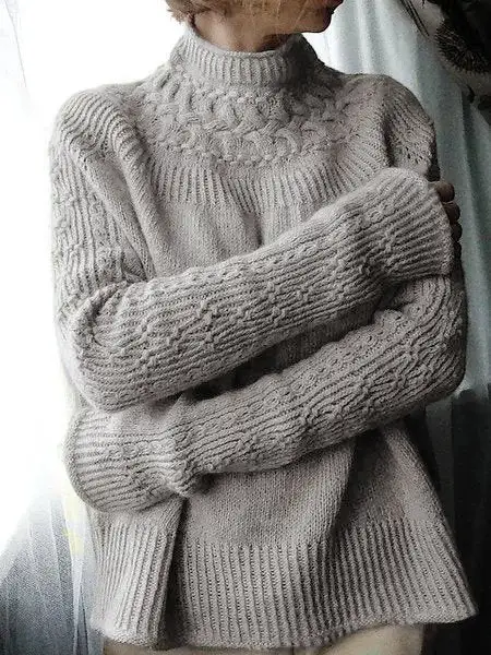 Knitted Plain Casual Sweater