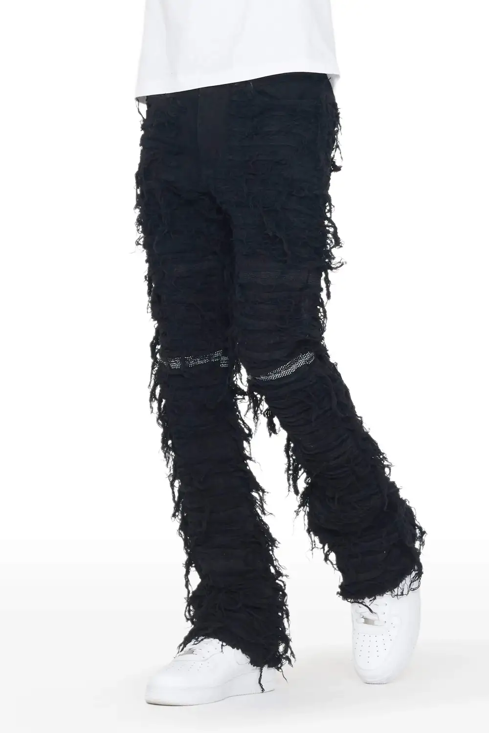 Carson Black Stacked Flare Jean