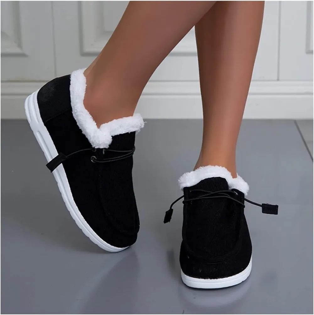 Women's Winter Warm Wendy Shoes Fleece Lined Boat Shoe Slip On Comfort Shoes,Womens Lace Up Loafers Flats Shoes (Come With Christmas socks) (Color : E, Size : EU/CN 42)