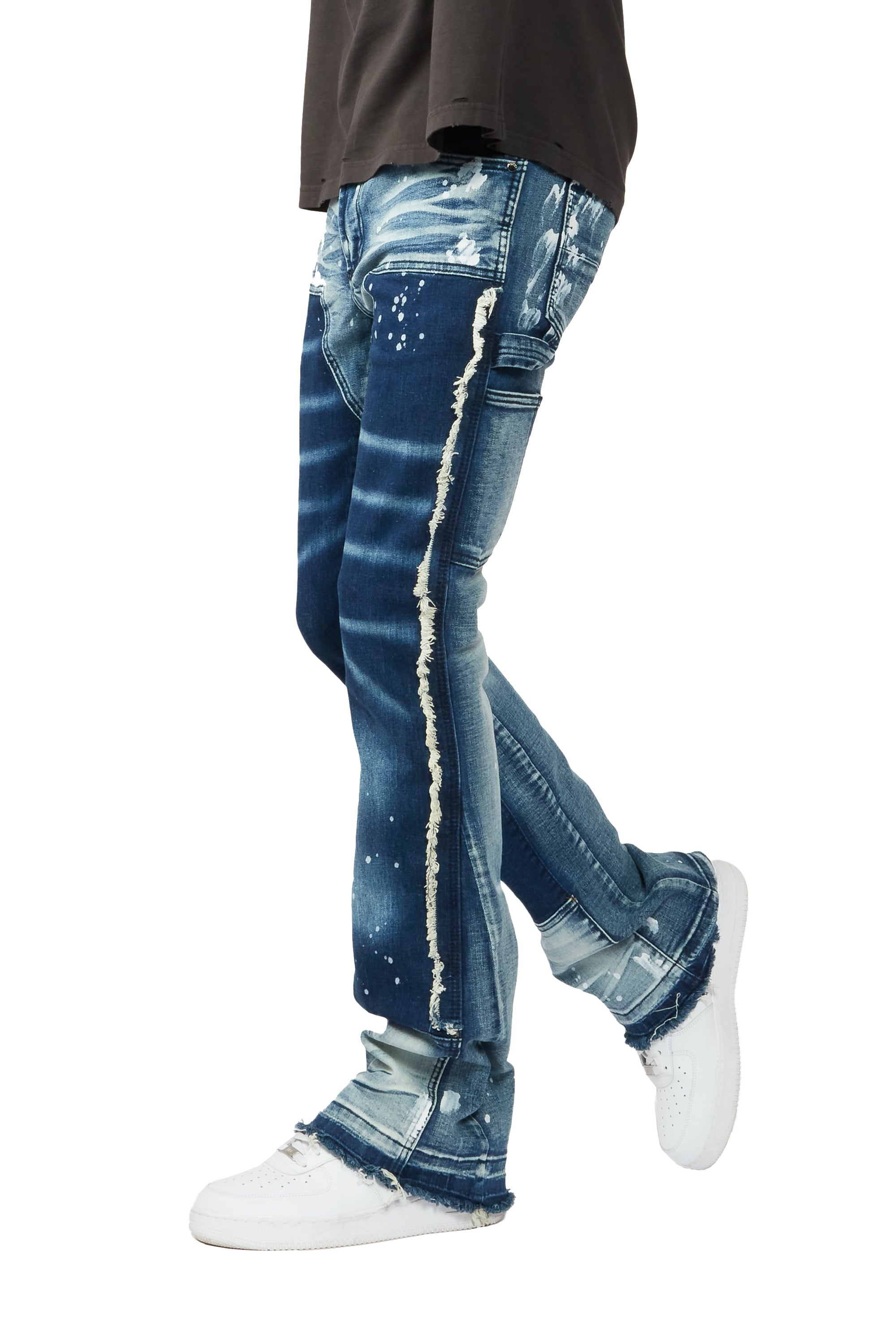Carson Blue Stacked Flare Jean