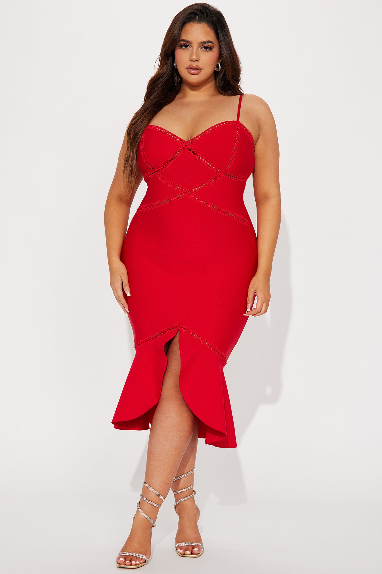 Sensual Bandage Midi Dress - Red