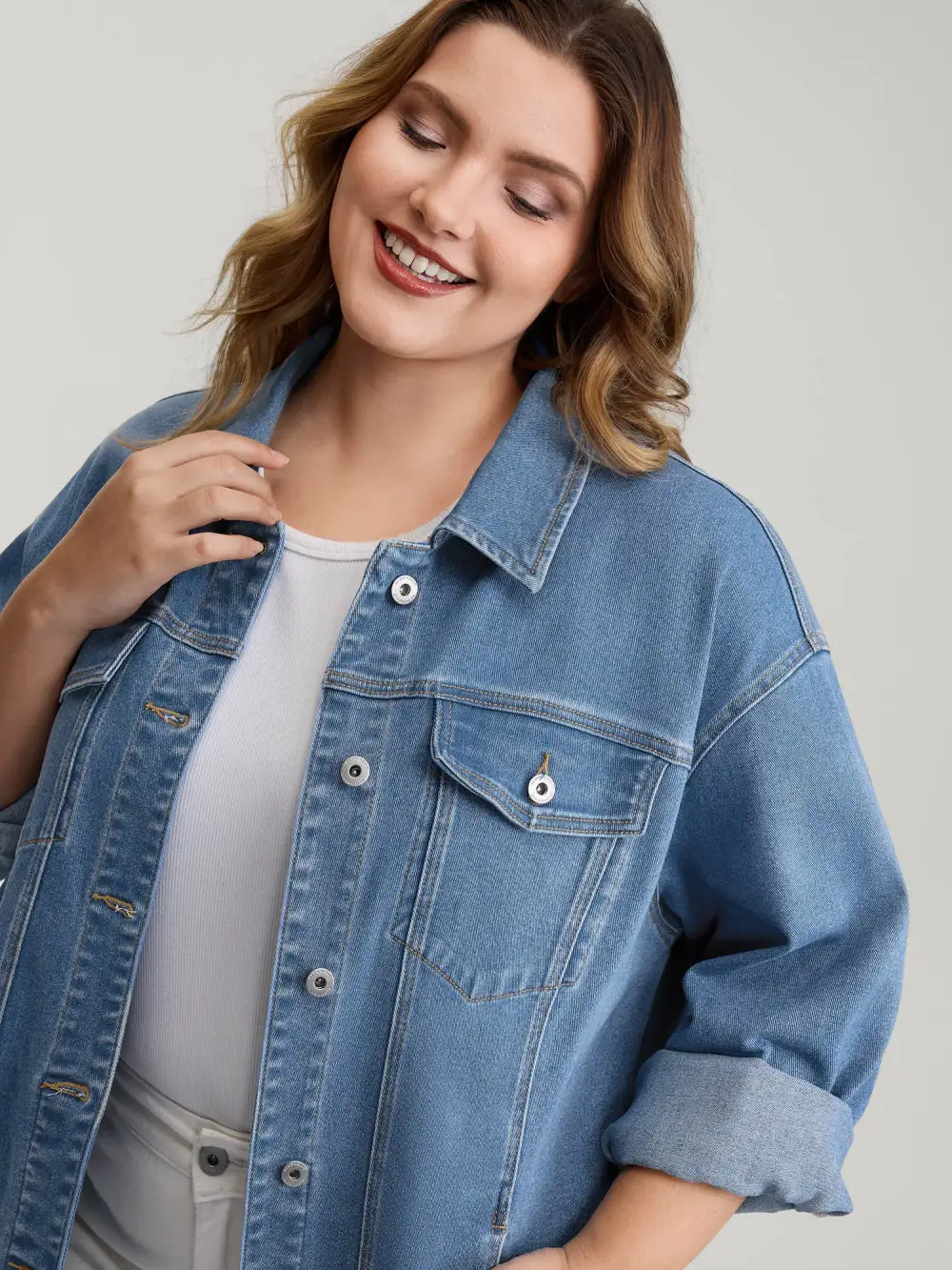 Supersoft Chest Flaps Button-Down Denim Jacket