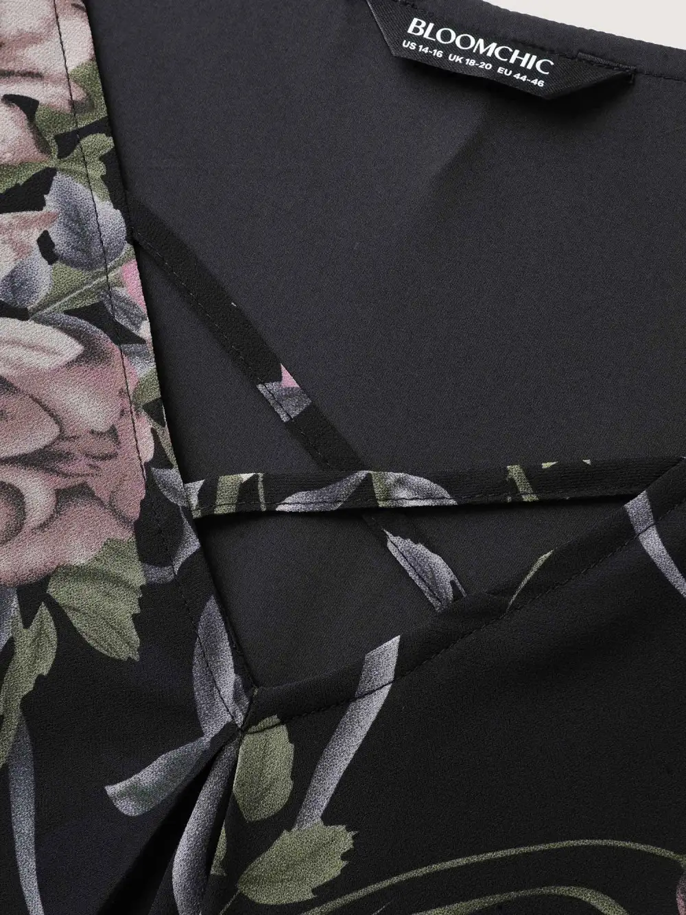 Chiffon Floral Crisscross Hanky Hem Blouse