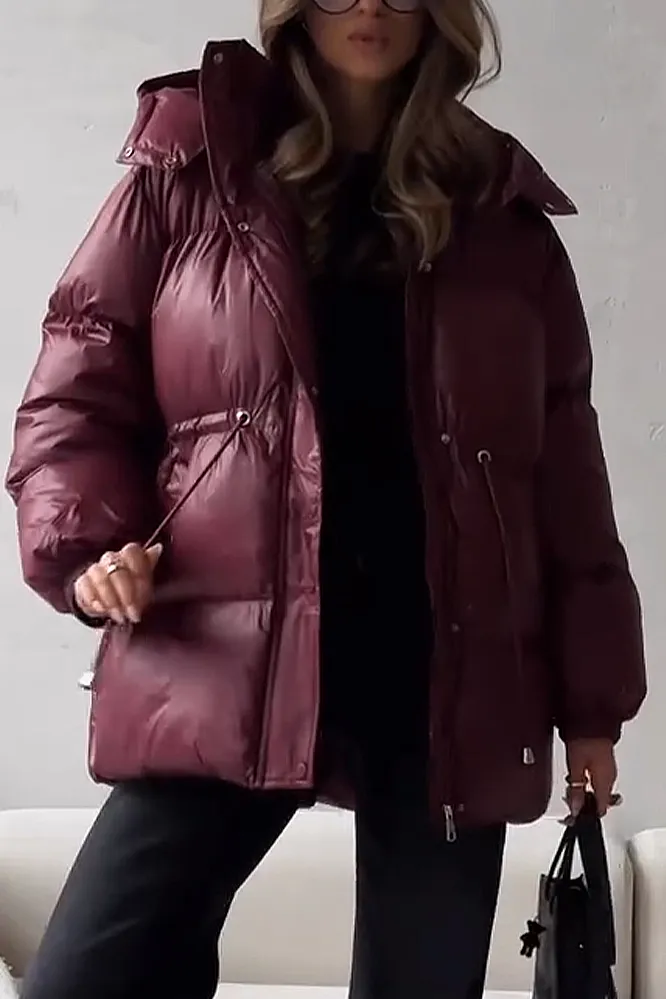 Women's Fashion Solid Color Zipper Down Jacket