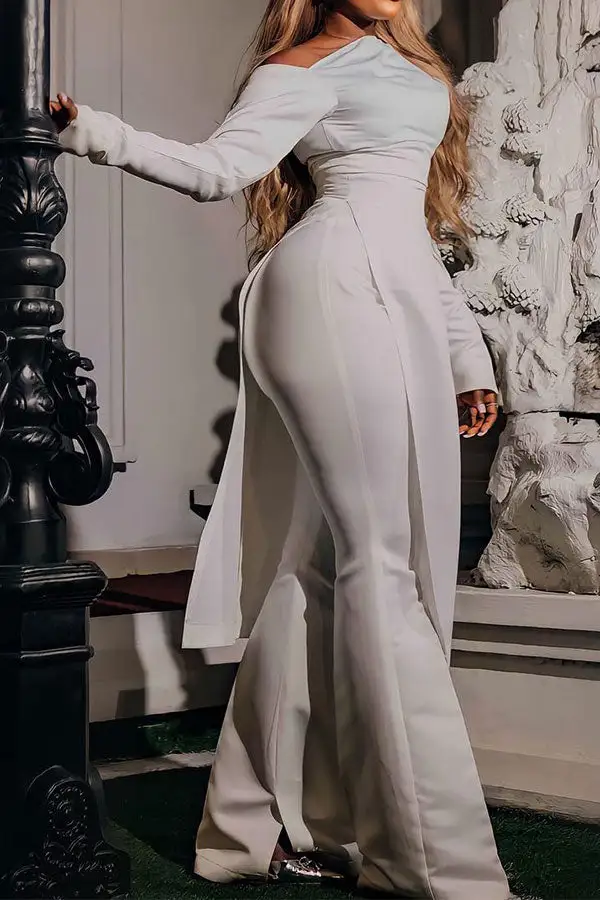 White Asymmetric Pant Set