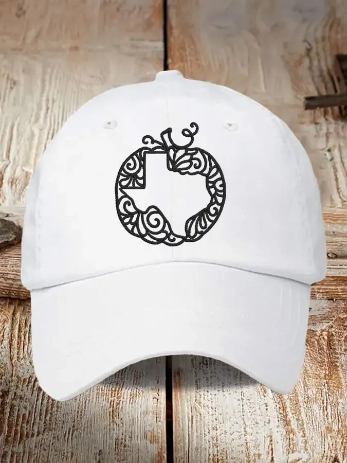 Retro Texas Strong Fall Pumpkins Print Baseball Cap