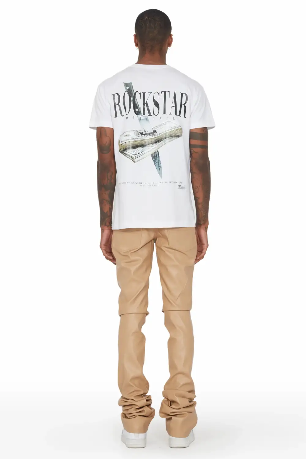 Ricky Tan Super Stacked Faux Leather Pant