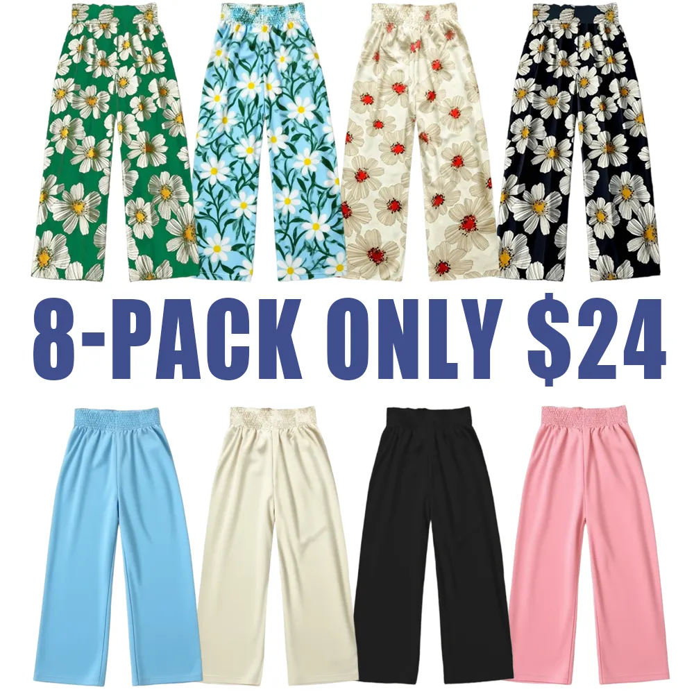 Women's Floral Tie-Waist Wide Leg Pants – Comfy & Casual for All Seasons