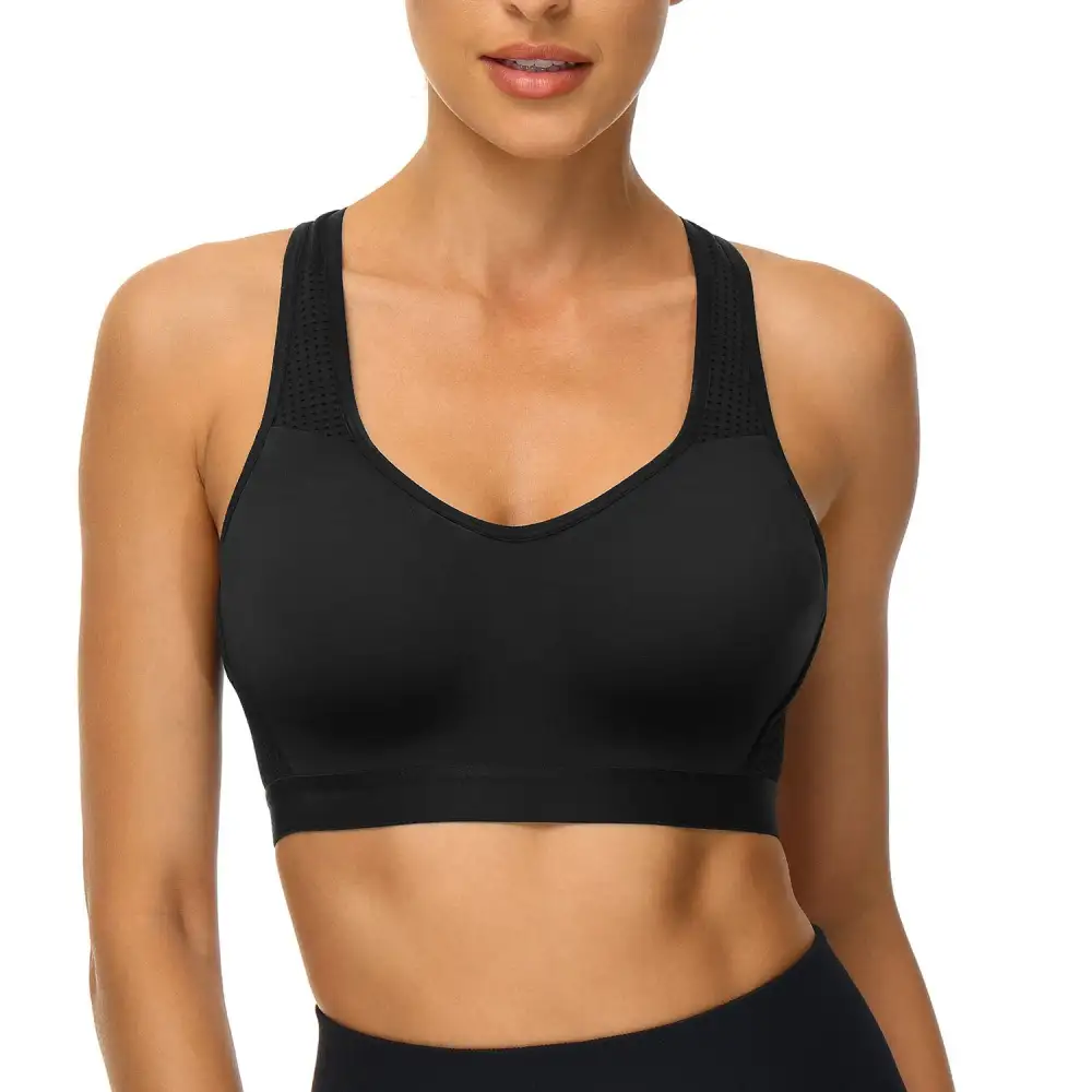 Women's High Impact Sports Bras Wirefree Racerback Lightly Padded Full Coverage Push up Workout Bra