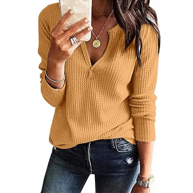 T shirt Tee Women's Black White Yellow Solid Colored Basic Street Daily Basic Round Neck S