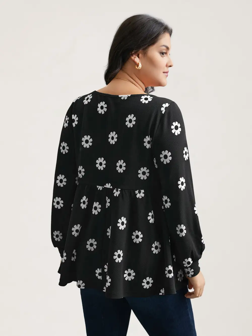 Multi-Color Floral Textured Stretchy Knit Top