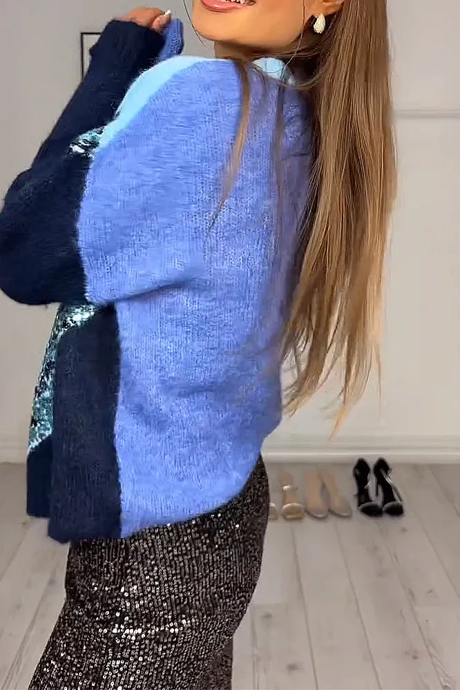 Women's fashion leopard print sequined sweater