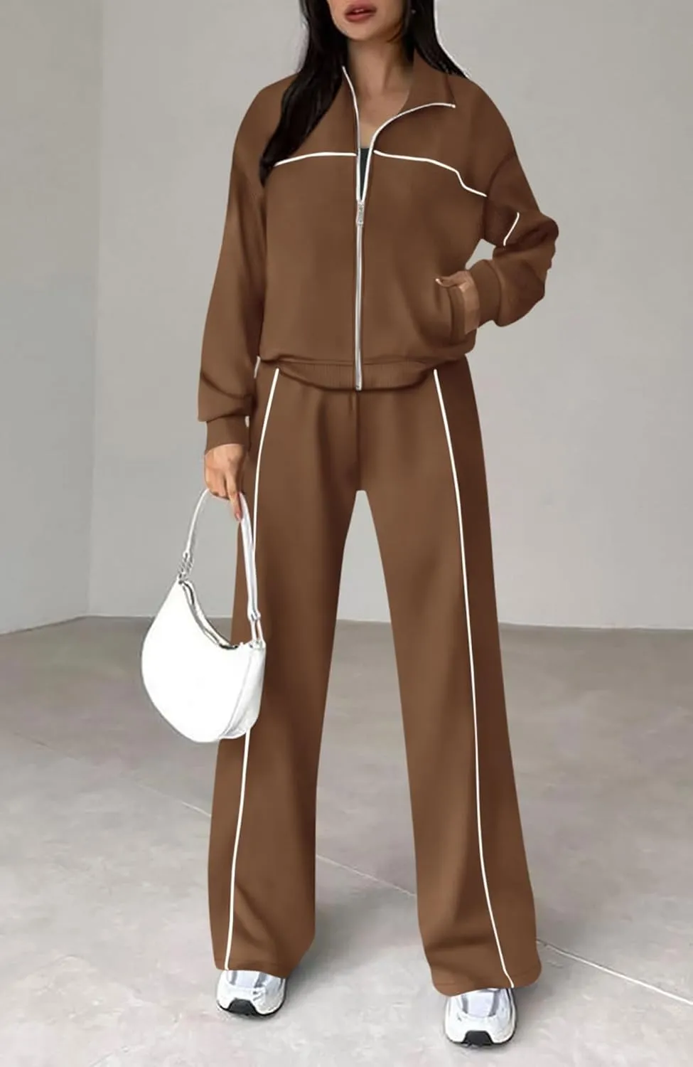Women's Two Piece Tracksuit Fall 2024 Long Sleeve Jogger Sweatsuit Sets