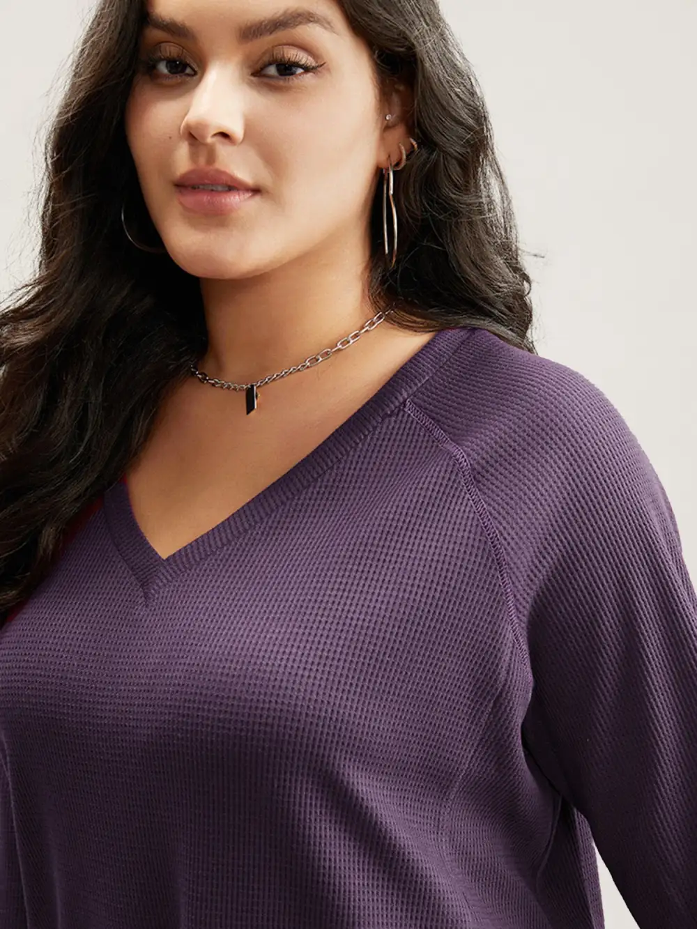 Plain Textured Stitch Raglan Sleeve Sweatshirt