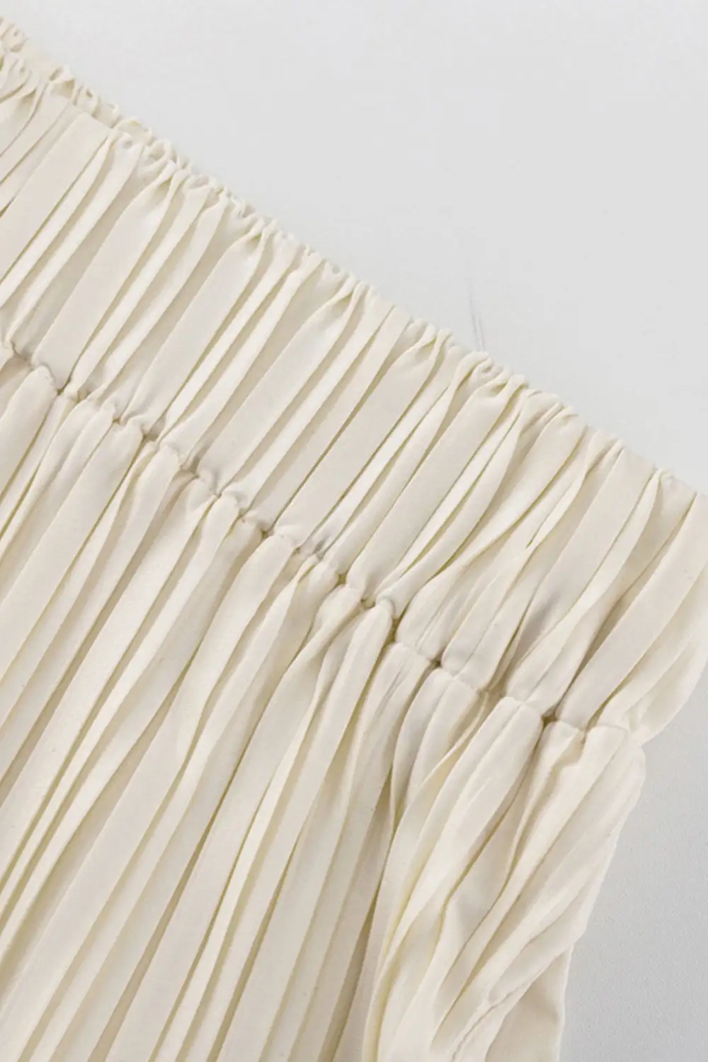 Beige Pleated Shirt Long Pants Set