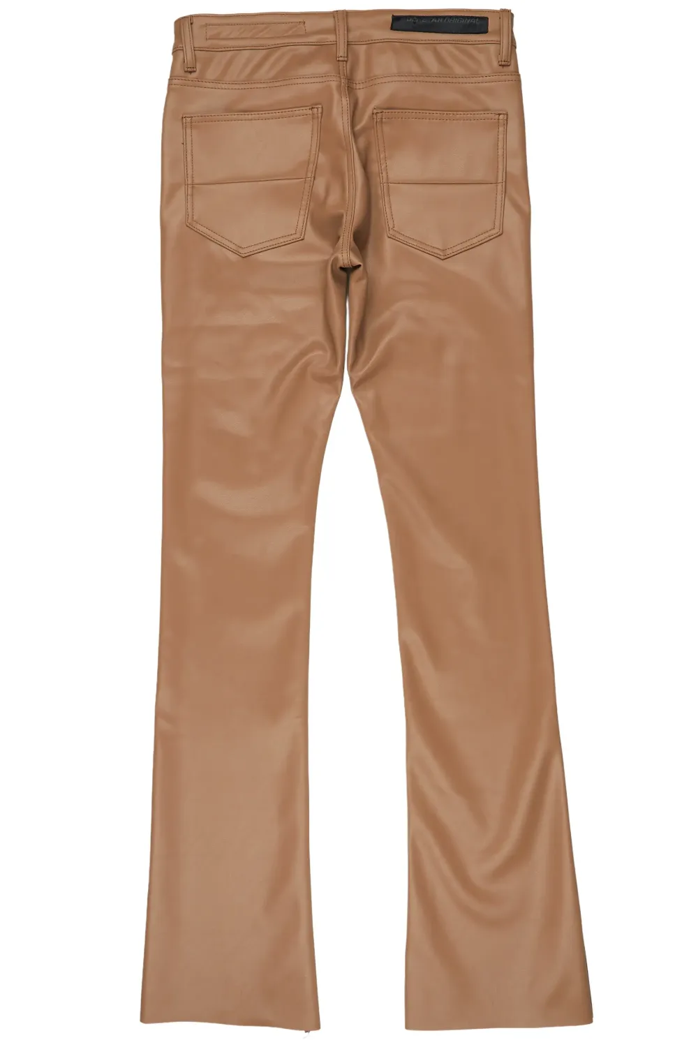 Ricky Beige Faux Leather Stacked Jean