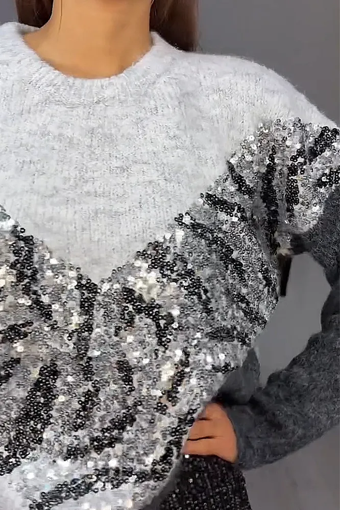 Women's fashion leopard print sequined sweater
