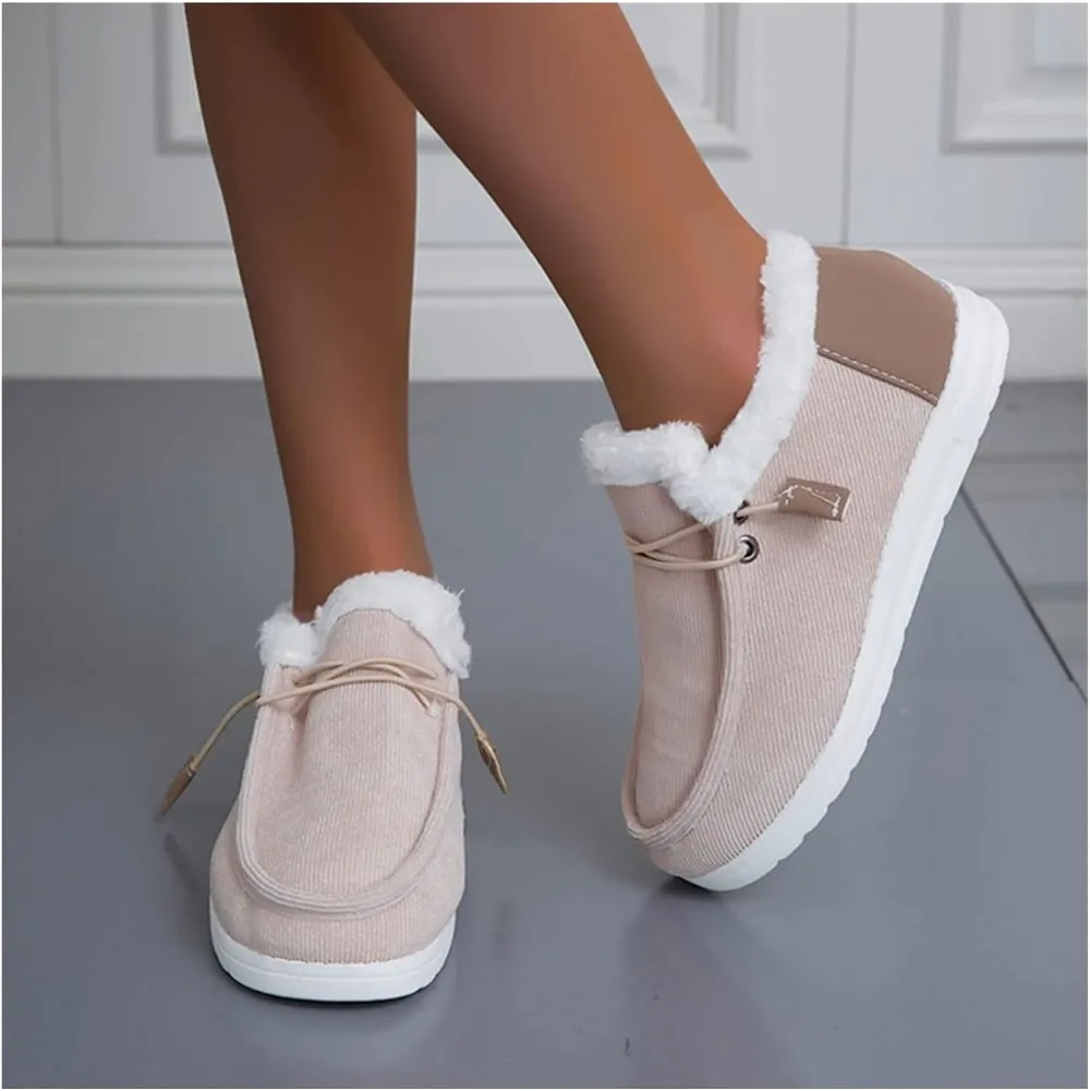 Women's Winter Warm Wendy Shoes Fleece Lined Boat Shoe Slip On Comfort Shoes,Womens Lace Up Loafers Flats Shoes (Come With Christmas socks) (Color : E, Size : EU/CN 42)