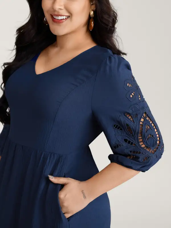 Floral Cut-Out Embroidery Tiered Maxi Dress