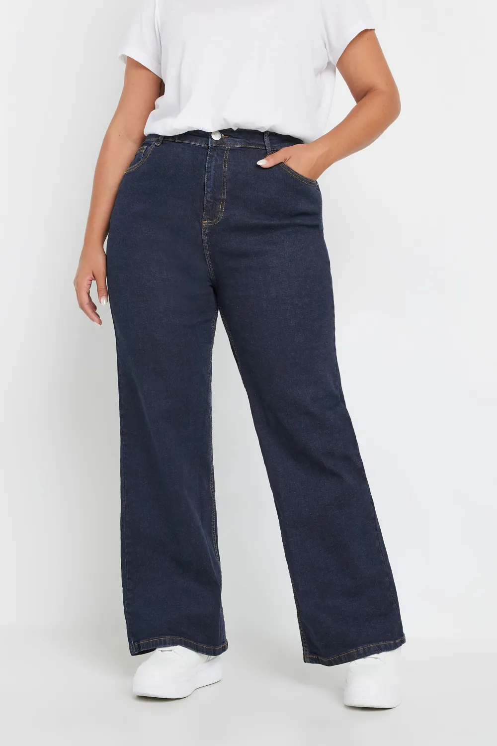 YOURS Curve Indigo Blue Wide Leg Denim Jeans