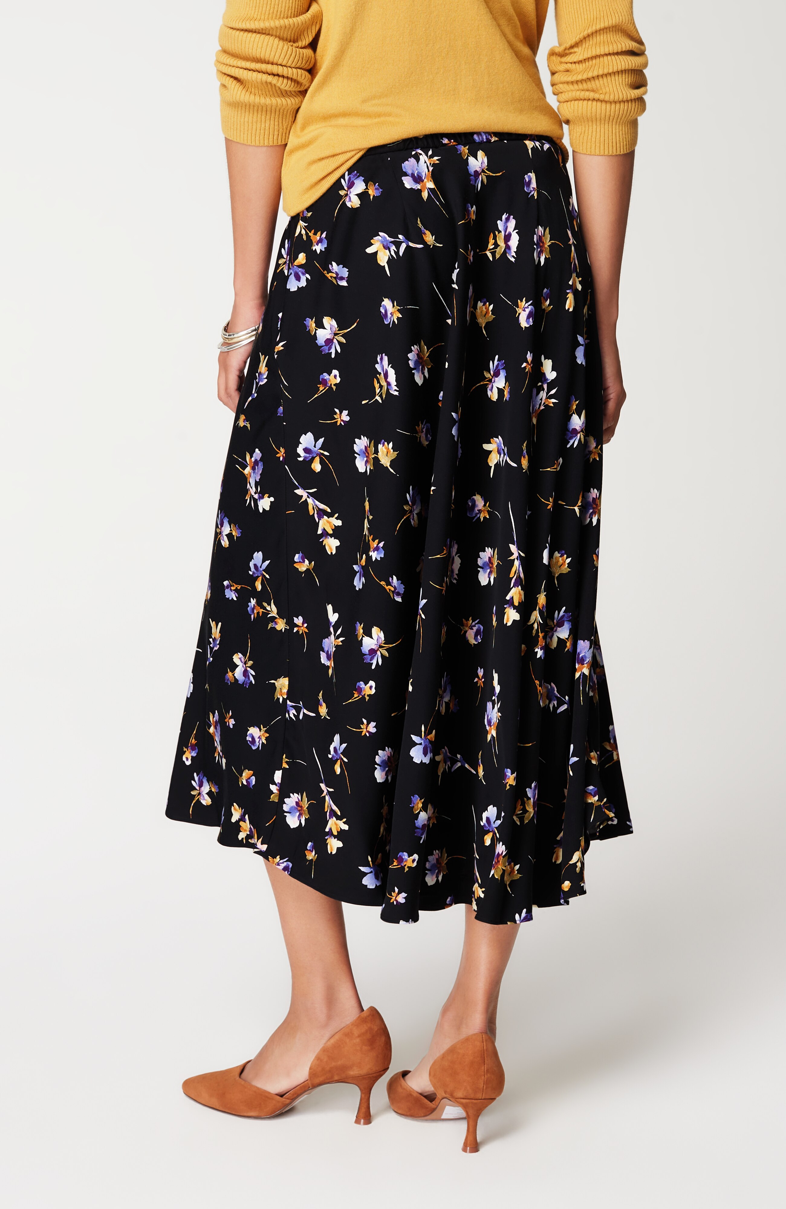 Printed A-Line Midi Skirt