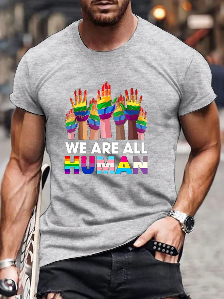 Rainbow LGBT LGBTQ Transgender Gay Pride We Are All Human T Shirt